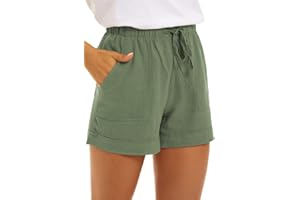 GOLDPKF Womens Elastic Waist Drawstring Cotton Shorts Summer