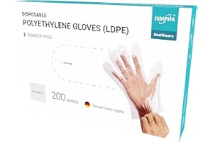 EUROPAPA Confezione Risparmio Da 200 Guanti Monouso In LDPE In Scatola, Guanti Monouso Senza Lattice, Senza Polvere (Donna, 200)