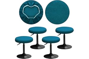 YINGAYOU Hockerbezug Rund 30-40 cm Bezug Barhocker Rund mit Plüsch Quadrate Luxuriöser Stoff Waschbar Dehnbar Wunderschöne Farbe für Runde und Eckige Hocker (4, Pfauenblau)