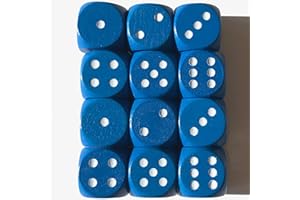 Spieltz 12 cubi colorati in legno per giochi da tavolo, 16 mm, blu, W6 / D6, Made in Germany (12 cubi, blu con occhi bianchi)