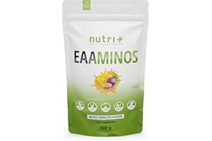 ‎NUTRI + Nutri + EAA Pulver 500 g vegan - hochdosiert - alle 9 essenziellen Aminosäuren - Mango Maracuja Geschmack - EAAs Essential Aminos Powder