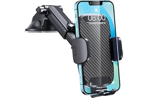 SKBSD Soporte Móvil Coche[Estable y Robusto de Vanguardia] Soporte del Coche Móvil Universal para Parabrisas y Salpicadero con Ventosa de Fuerte y Brazo Ajustable Giro 360 Grado para Phone X/8/7/6