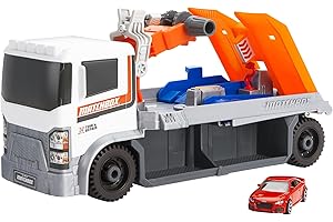 Matchbox Prawdziwe Przygody Laweta Pomoc drogowa Zestaw z ciężarówką z warsztatem oraz samochodzikiem Audi TT RS Coupe w skali 1:64, HRY43