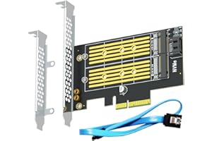 GLOTRENDS PA12 Adaptateur Double SSD M.2 PCIe X4 pour Un M.2 NVMe SSD et Un M.2 SATA SSD, Prise en Charge des SSD PCIe 4.0 et OS Boot à partir SSD M.2 NVMe