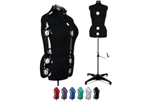 Beyond Your Thoughts Manichino da sartoria, regolabile, da donna, M (42-46), 13 rotazioni, busto da donna, sartoria, manichino con applique Nero taglia M