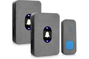 TALIFOCA Campanello Senza Fili, Impermeabile Wireless Casa Doorbell Portata IP55 con 2 ricevitori a innesto e 1 trasmettitore con 5 Volume 55 Suonerie, Wireless Portata 300M per Casa Ufficio