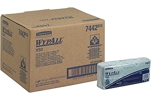 WypAll X50 Colour Coded Cleaning Cloths 7442 - Green Wiping Cloths - 6 Packs x 50 Interfolded Colour Coded Cloths (300 total)