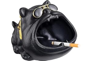 Ultraray Cendrier Exterieur, Cendrier Cigare Céramique, Cendrier Original Bouledogue Français, Cendrier Drôle Cool Noir, Cendrier Extérieur pour Balcon, Bureau, Cuisine, Terrasse, Cadeau Homme Femme