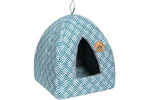Hollypet Letto per Gatti Cuccia Gatto, Letto Gatto 2-in-1 Pieghevole Comodo Triangolo Igloo Tenda per Animali Domestici, Turchese