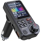 Nulaxy Bluetooth Adapter Auto, Starkes Mikrofon FM Transmitter Auto Bluetooth mit 1,8-Zoll-Farbbildschirm für Freisprechanruf