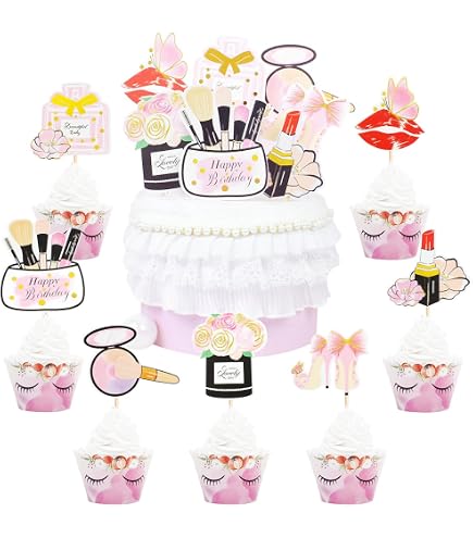 6 Decorazioni Per Cupcake Glitterate Personalizzabili – Double-face – Fatte A Mano Nel Regno Unito – Compleanno Rosa