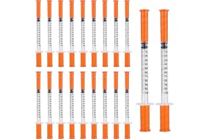 20-pack 30 g x 13 mm dispenseringsverktyg, individuellt paketering | 1 ml mikrofina sprutor med lock, laboratoriemätningsverktyg tillbehör för husdjursmatning vätskeseparering