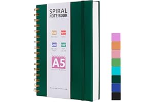 HIJYOO A5 Journal Notebook, 100GSM 200 Pages A5 Notepad Wirebound Notebooks for Men/Women, PVC Waterproof Cover Note Book with Lined Paper, Notepad for Office School Supplies, DarkGreen