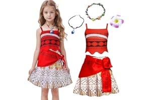 JMOCD Vaiana Costume, Costume Princesse avec Accessoires, Costume Petites Filles Princesse Moana Déguisement pour Fêtes, Anniversaires, Carnaval, Halloween,Convient aux Filles de 3 4 5 6 7 8 Ans