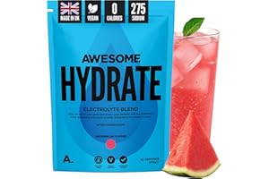 BEN COOMBER Awesome Hydrate – Vegan Electrolytes Powder – 270g Instant Electrolytes Powder – Sodium, Zero Calorie, Potassium Supplements – Vegan & Gluten-Free Hydration Supplement (Watermelon Flavour, 270g)