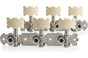 Gewa 545316 Meccanica Chitarra Classica Set, Cromato senza Lyra, Bottoni a Farfalla Color Crema