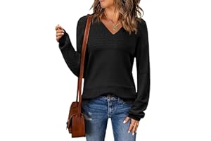 Zeagoo Pull Femme Hiver Col en V Chaud Pull Élégant Manches Longues Doux Sweater Automne Côtelé Tricot Haut S-XXL