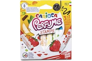 Carioca Rotuladores Perfumados Maxi con Stamps | Contiene 8 Rotuladores Perfumados con Estampas| Colores Surtidos | Tinta Lavable y Punta Bloqueada