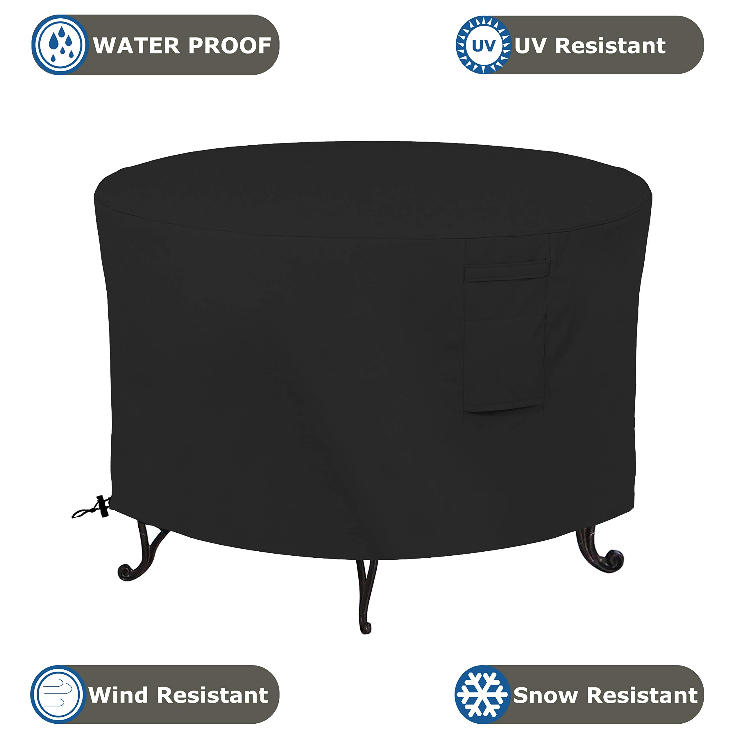 Fire Pit Outdoor Covers Waterproof, 100% UV Resistant, 18Oz PVC Heavy Duty Fabric with Air Pockets and Drawstring for Snug fit to Withstand Winds & Storms. – Bild 5