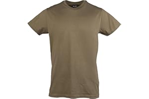 Mil-Tec US Style T‑Shirt Herren • Klassisches Bundeswehr T-Shirt aus Baumwolle mit Rundhals Ausschnitt • Hochwertiges & weiches Basic Shirt für Alltag, Outdoor, Arbeit • Braun, XL