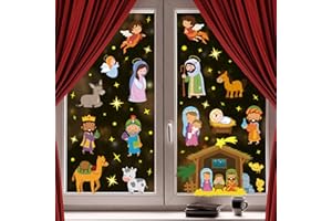 COZYAN Pegatinas Navidad para Ventanas y Cristal - 9 Hojas Decoración Reutilizable - Decorativas para Ventana