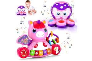 TOKIDARING Baby Toys 6 Months Plus, Musical Unicorn Baby Piano Toys 6 12 18 Months Interactive Early Learning Toys for 1 Year Old Girls Christmas Birthday Gifts (Purple Set)