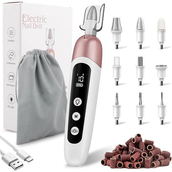 Elektrischer Hornhautentferner 2-in-1 Mit LED-Anzeige - Fuß- & Nagelpflege Set Mit 6 Geschwindigkeiten