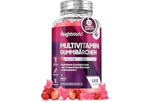 Multivitamin Gummibärchen - 120 Gummies mit 13 Vitaminen & Mineralstoffen - Für Erwachsene mit Jod, Vitamin C, A, D3, E, B9,B