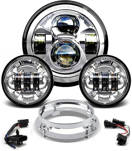 LX-LIGHT 7 Inch LED Headlight & 4.5" Fog Lights Kit For Harley Touring - 180W, 1200% Brighter, Black/Silver 6 thumbnail image