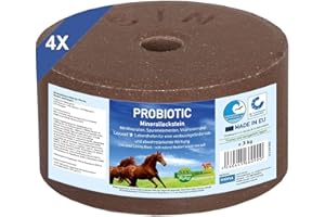 imima Pierre à lécher minérale Cheval PROBIOTIC Kit de Pierres à lécher salées 4 x 3kg - Pierres à lécher salées pour Chevaux chèvres gibier et Boeuf - Pierre à lécher saline Pierre minérale