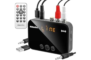 MAKERFIRE Adattatore Bluetooth Ricevitore Trasmettitore Audio - 5.0 Trasmettitore Ricevitore Bluetooth Adapter Wireless Stereo Jack da 3,5 mm AUX Cinch RCA ottico per TV/PC/Auto
