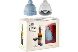 Monkey Business: Set di 2 Tappi per Bottiglie di Vino a Forma di Berretto a Maglia con Pompon, Accessori per il Vino Unici, Tappi per Vino e Champagne