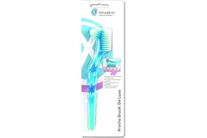 ‎MIRADENT miradent Protho Brush® De Luxe blau transparent Prothesenbürste 1 St. | zwei Größen an Borstenfelder | großer ergonomischer Griff | in zwei Farben erhältlich | ideal auch für unterwegs