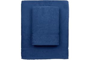 zer0bed, Asciugamani Bagno Blu, Set 2 Asciugamani Bagno, Asciugamano Viso, Asciugamano Bidet, Tinta Unita, Blu, 100% cotone, Set 2 pezzi