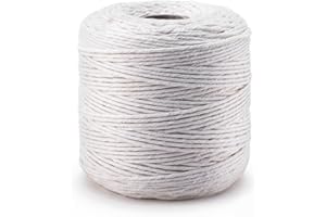 AMAZINGGIRL Küchengarn Baumwollschnur 250g = ca. 180m - Metzgergarn Bratenschnur Bäckergarn Bindfäden Paketschnur Makramee Schnur Weiß