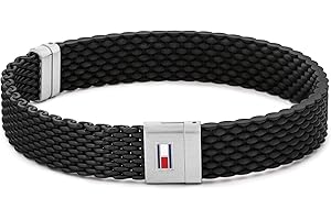 Tommy Hilfiger Herren Armband aus Edelstahl und Silikon in der Farbe Schwarz, mit Magnetverschluss, Gesamtlänge ca. 19,5 cm, 2790240S