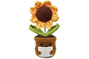 FreeSkill Pocket Hug Positive Sunflower - Crochet Doll with Positivity Card Handmade Gift for Recovery Exam Birthday Friends Colleagues Desk Decor