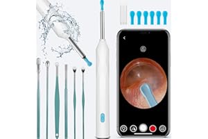 Fenxyo Ear Wax Removal Kit Camera 1920P, 8 Million Pixel HD Otoscopes with 6 LED Lights, IP67 Waterproof Ear Wax Remover WiFi Ear Pick Cleaning Tool for iPhone, Ipad, Android Smart Phones(White)