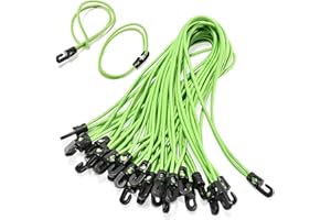 PUERHUACI Corda Elastica 25 cm con Gancio - 25 Pezzi Verde, Spessore 4 mm per Teloni, Tende, Rimorchi - Tenditore Espansione