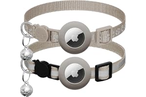 LAFAYI Apple Airtag obroża dla kota z zamknięciem zabezpieczającym i dzwonkiem, odblaskowa, regulowana w zakresie 17,8-30,5 cm, akcesoria dla zwierząt domowych, akcesoria, prezenty, 2 sztuki, szara