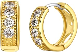 FindChic Créoles Boucles d'oreilles Femme Plaqué Or 18K, Hoop Earrings Petites Créoles d'oreilles avec Zircone Cubique, Boucles d'oreilles Créoles Femme