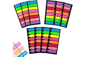 Xcdhemde® 2000 piezas Marcadores Adhesivos, Índices Marcadores (10 Juegos x 200 Piezas), 8 Colores, 3 Formas, Índice de Notas Adhesivas, Etiquetas Adhesivas Coloridas para Oficina, Escuela, Hogar