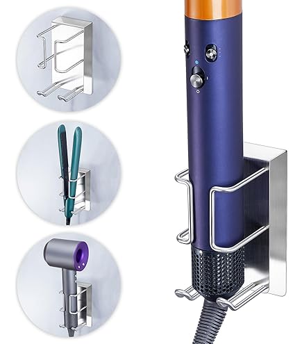 Porte Sèche Cheveux, Porte Seche Cheveux Avec Range-Câbles, Support Seche Cheveux Sans Percage