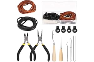 Glarks 13Pcs Glove Relacing Kit, Softball Mitts Baseball Glove Care Kit Includes 2Pcs 78.74 Inch Leather Laces, 4Pcs Glove Locks, 5Pcs Lacing Tool, 2Pcs Pliers for Baseball Softball Mitt Repair Tool