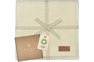 DIKOS® Babydecke Creme aus *100%* GOTS Bio Baumwolle | 4 Jahreszeiten Neugeborenen Baby Decke | weiche Strickdecke Kuscheldecke Baby Mädchen Junge | Erstausstattung Baby Geschenk zur Geburt/Taufe