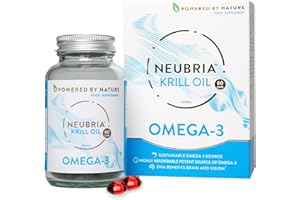 NEUBRIA Krill Oil Advanced Omega 3 Supplement - High Strength 1000mg - Phospholipids, EPA & DHA with Astaxanthin and Choline - Fish Oil Alternative, Cognitive Formula - Antarctic Krill - 60 Softgels