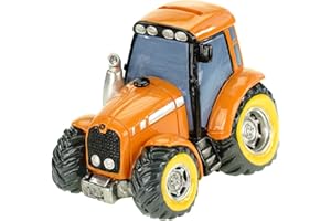 Kremers Schatzkiste Duża skarbonka traktor pomarańczowa dekoracyjna świnka skarbonka figurka rolnik gospodarstwo rolne