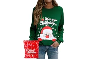 Xnova Felpa Natalizia Senza Cappuccio Donna, Felpe Natale Famiglia Divertenti Girocollo Sweatshirt Maniche Lunghe Tops Famiglia Natalizio Regali