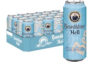 BENEDIKTINER HELL Benediktiner® Hell - Dosenbier (24x 0,5l) - Mildes helles Lager - Goldgelbe Farbe - Angenehme Malzsüße - Gebraut nach dem deutschen Reinheitsgebot