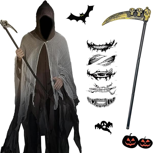 Sensenmann Kostüm Umhang - Gruseliger Halloween Umhang Für Erwachsene Partnerlook